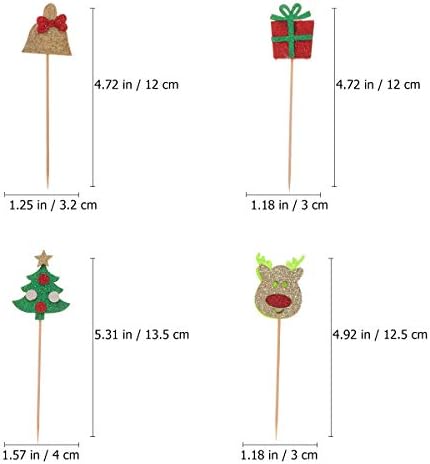 28pcs Karácsonyi Sütemény Választja Karácsonyi Party Cupcake Topper Torta Dekoráció (7db karácsonyfa, 7db Szarvas, 7db Piros Doboz, 7db