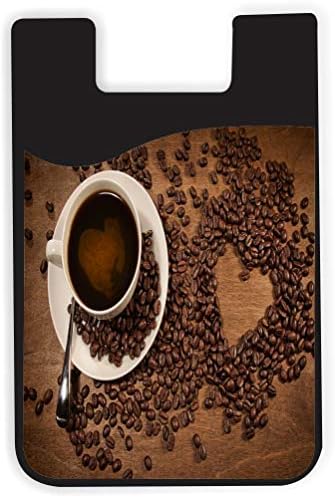 Kávé, Szív Alakú Eszpresszó Kávé Design - Szilikon 3M Ragasztó Hitelkártya Stick-a Pénztárca Tok iPhone/Android Galaxy Telefon