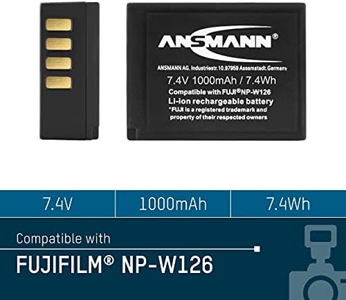 Ansmann 1400-0029 7.4 Volt Egy-Fuj NPW126 1020mAh Lítium Csere Akkumulátor Fuji FinePix HS 30/EXR/HS 33 EXR/X-Pro1
