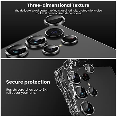 [3+2DB] Tensea Samsung Galaxy S22 Ultra Kamera Lencséjét Védő, 9H Edzett Üveg Kamera Fedél Képernyő Védő Fém Egyedi Gyűrű S22 Ultra