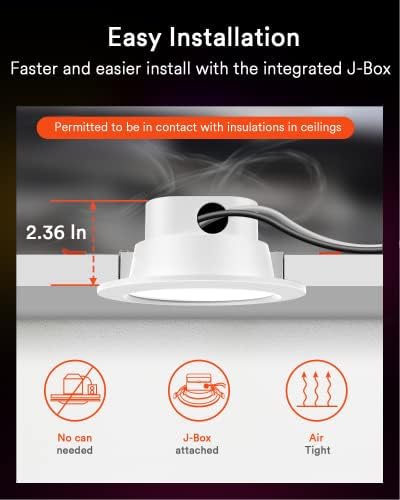 Lumary Integrált Smart Süllyesztett Világítás 6 Hüvelyk csatlakozó Doboz 13W 1100LM Canless WiFi Beépíthető BT Távoli RGBCW színváltó APP