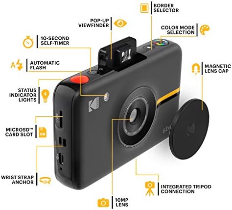 Kodak Lépés Digitális Instant Fényképezőgép 10MP képérzékelő, ZINK Zero Ink Technológia, Klasszikus Kereső, Önarckép Mód, Automata