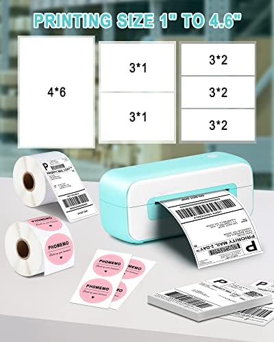 Phomemo 2 Csomag B246D Szállítási Címke Nyomtató, hőnyomtató, Szállítás, Csomag, 4x6 Címke Nyomtató Működik a Mobiltelefon, illetve