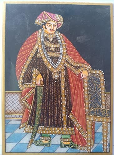 Miniatűr Festmény Királyi Rajasthani Nemes a Márvány Lemez