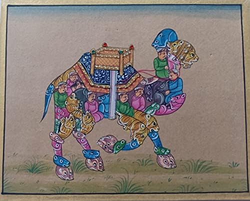 Rajasthani Miniatűr Festmény egy Teve Emberi vagy Állati Alakok egy Kemény, Papír