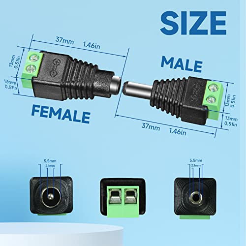 ANLINK 10 Pár (10 x Hím + 10 x Női) 12 V, 5,5 mm x 2.1 mm-es DC Jack Dugó Adapter Csatlakozó LED Szalag, CCTV Biztonsági Kamera