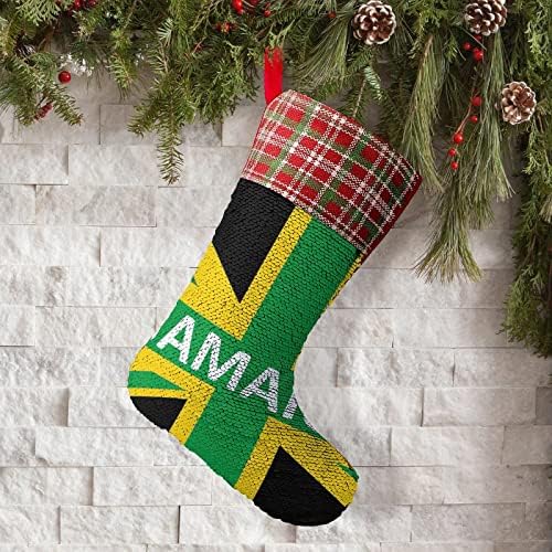 Jamaikai Királyság Zászló Sequin Karácsonyi Harisnya Fényes Walling Lógó Díszek Dekoráció karácsonyfa karácsonyi Parti