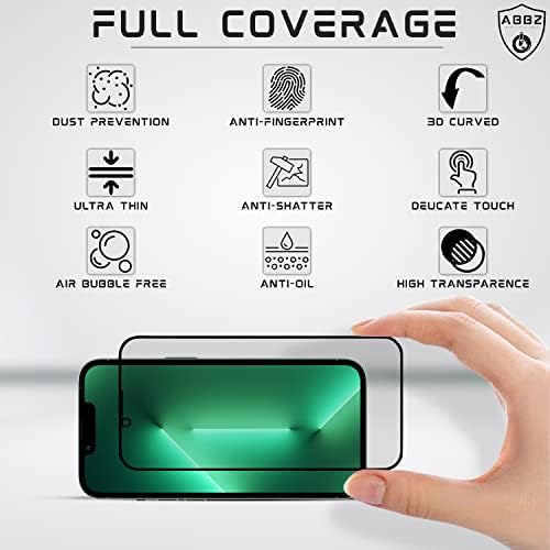 ABBZ - [Adatvédelmi Sorozat iPhone 14/13/13 Pro [6.1] Edzett Üveg kijelző Védő fólia 9H Keménység (Anti-Összetörik, Teljes Öntapadó, Vízálló,