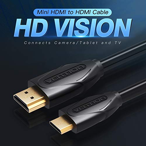 VENTION Mini HDMI Szabvány HDMI Kábel 6ft, 4K HDMI-Mini HDMI Kétirányú nagysebességű Adapter 1080p HD Audio Return Channel Kompatibilis