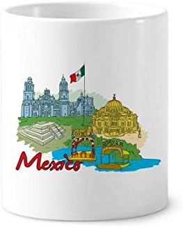 Mexikói Kultúra Zászló Híres Turisztikai Foltok Graffiti Fogkefe Tolltartó Bögre, Kerámia Állni Ceruzatartó
