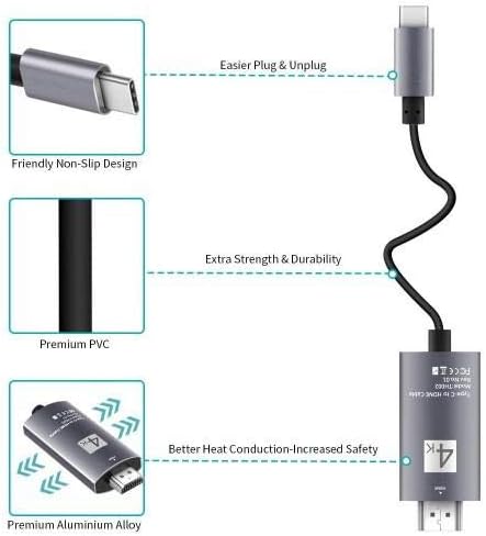 BoxWave Kábel Kompatibilis a Xiaomi 12S Ultra (Kábel által BoxWave) - SmartDisplay Kábel - USB-C-Típusú HDMI - (6 ft), USB C/HDMI-Kábel