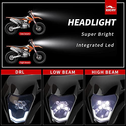 KICRY Motorkerékpár Fényszóró Dirt Bike,Dirtbike LED Fényszóró Készlet Motoros Fej Lámpa Készlet Univerzális, a Legtöbb Földet