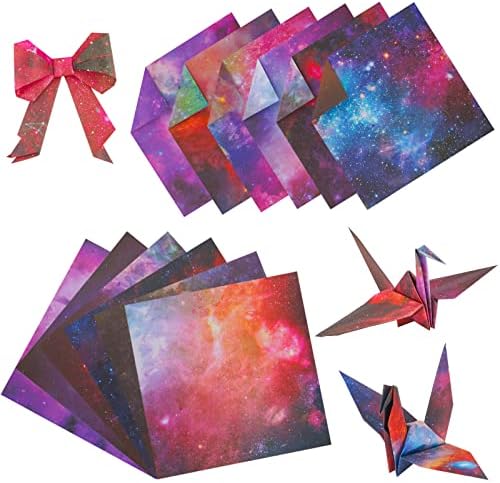 KINBOM 50Pcs 5.9x5.9 Inch Tér Origami Papír, Gyönyörű Kétoldalas Csillagos Éjszaka Scrapbook Papír 12 Állatövi, valamint Galaxy