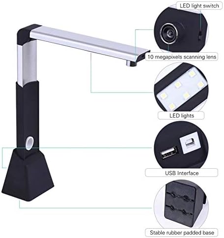 Teerwere Könyv Szkenner, USB Dokumentum Kamera, Szkenner Támogatja az OCR Funkció/LED Világítás/Támogatja a fotózás (Szín, Méret : Egy