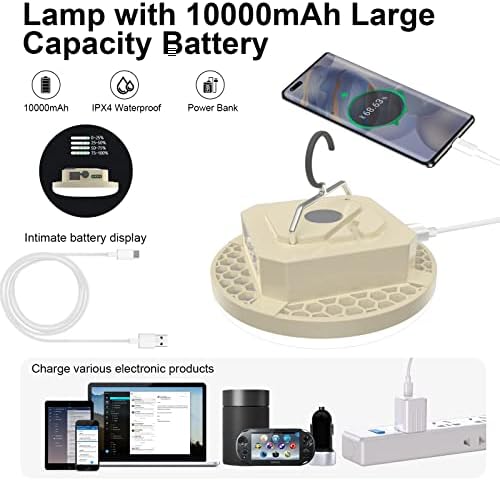 IODOO 10000mAh 4000LM Elemlámpa, Hordozható LED Kemping Lámpa Újratölthető Fény 30W a Mágnes, Power Bank , IPX4, Vízálló Sátor Fény