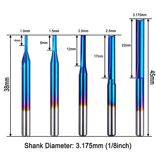 AnoleX CNC Router Kicsit Készletek, 1/8 Szár Egyenes CNC Bit Nano Kék Bevonat Keményfém Gravírozás Eszköz Végén Marószerszám|