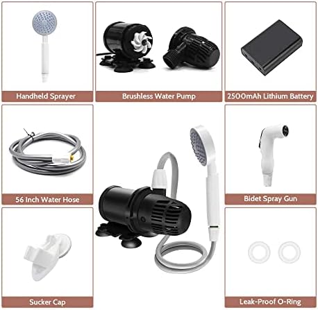 VINTEX Hordozható Kemping Zuhanyzó, Nagy Nyomású Víz Szivattyú USB Akkumulátor, Hordozható, Kerti Zuhany, Túrázás, Utazás, Pet-Fürdő
