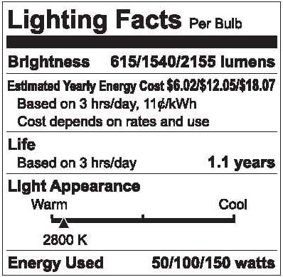 GE hagyományos 100 Wattos Szabályozható 3-utas Izzó A21 Light Lámpatest, Izzó, fénycső (2 Csomag) 930117 Modell 32305