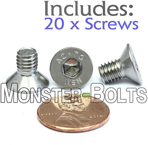 MonsterBolts - M6 x 10 mm Lapos fejű Socket Kap Csavarok DIN 7991, Rozsdamentes Acél, 100-as Csomag