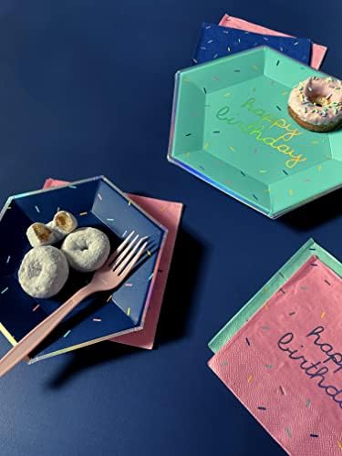 Harlow & Szürke Hinti - Pasztell Boldog Születésnapot Nagy Papír Tányérok, 18 Lemez Multi-Color Pack, Születésnap, Gyerek