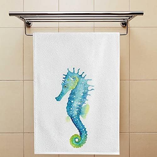 Akvarell Óceán Csikóhal kéztörlő Set 2 Fürdőszoba, Konyha Mikroszálas Törölköző, fürdőlepedő Nedvszívó Étel Ujjbeggyel Törölközőt