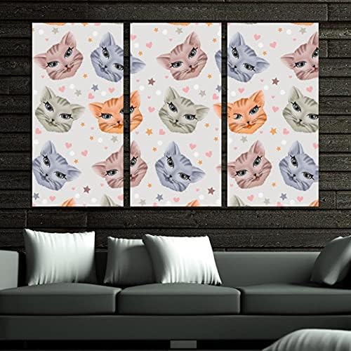 A Wall Art a nappaliban, Aranyos Macskák Színes Keretes Dekoratív olajfestmény Meghatározott Dekoratív Modern Mű Kész Lógni 20x40