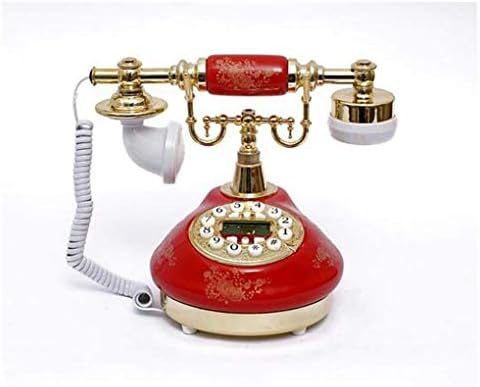 MYYINGBIN Antik Vörös Alufelni, ABS Vezetékes Telefon Retro Csengőhangok Vezetékes Telefon Asztal Dekoráció, Piros