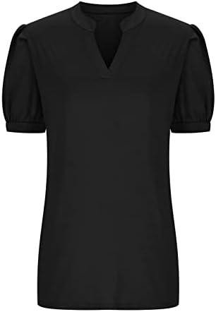 lcepcy Nyári Pólók Női 2023 Trendi V-Nyak Puff Rövid Ujjú Blúz Alkalmi egyszínű Maximum T-Shirt Tshirts