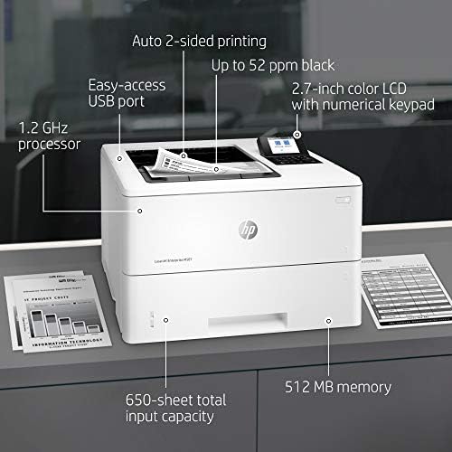 HP LaserJet Enterprise M507dn fekete-Fehér Nyomtató, beépített Ethernet & 2-oldalas nyomtatás (1PV87A) Fehér