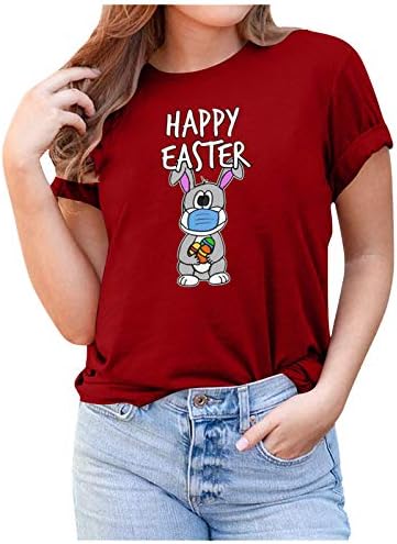 Boldog Húsvéti Pólók Női Nyúl Grafikus T-Shirt Rövid Ujjú Vicces Levél Nyomtatott Keresztény Tee Maximum