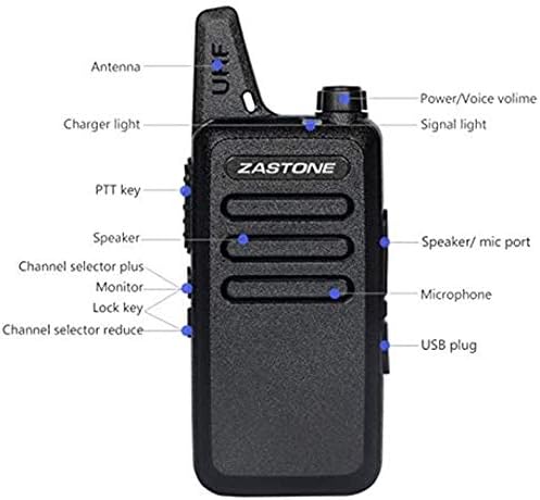 Zastone X6 Újratölthető Hosszú távú kétirányú Rádió a Fülhallgató 2 Csomag 3W 16-Csatornás UHF Walkie Talkie