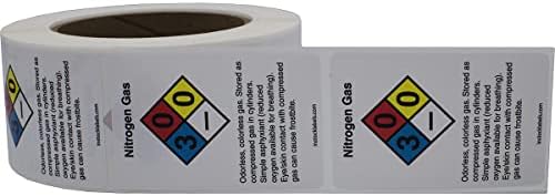 Nitrogén Gáz Kémiai NFPA Címke, 2 x 3 - Os Téglalap, 500 Összesen Címkék per Roll