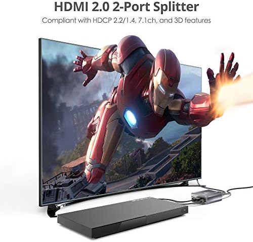 SIIG 4K HDMI Splitter 1 be 2 Ki, HDR EDID, 1x2 két HDMI Splitter, a HDCP Bypass 2.2/1.4 18Gbps Sávszélesség, HDMI 2.0 egy Szabványnak