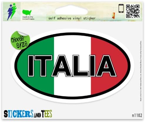 Italia-Olaszország Zászló Ovális Vinil Autó Lökhárító Ablak Matrica 3 x 2