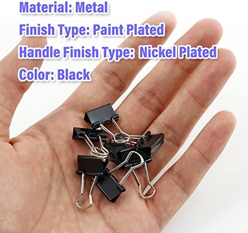 Qjaiune 40 Csomag Extra Kicsi Binder Klip, Fekete gemkapocs, 5/8 Hüvelyk / 15 mm-es Micro Binder Klipek Fém Papír Bilincsek Hivatal