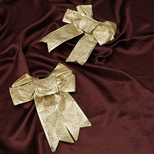 Abaodam 6DB Karácsonyi DIY Bowknots Fa Ajtó Koszorú Dekoráció Lógó Dísz Fél Háttér Dísze (Arany)