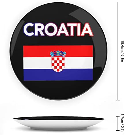 Horvátország horvát Zászló Vicces porcelán Díszítő Tányér Kerek Kerámia lapok Kézműves Display Állvány Home Office Fali Dekoráció