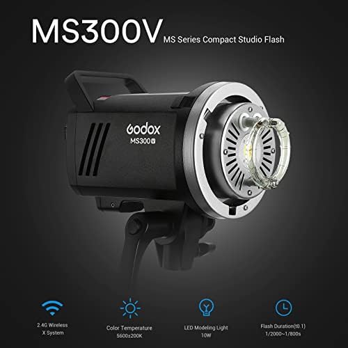 Godox MS300V MS300-V Studio Flash 300W 110V 5600K, 2.4 G Wireless X Rendszer, Flash, Továbbfejlesztett Modell Lámpa, Bowens
