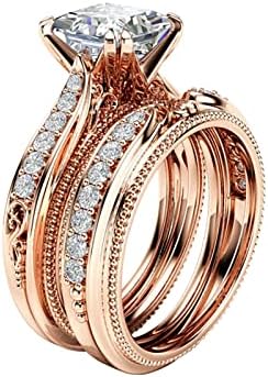 2023 Új Eljegyzési Kerek Vágott Zircons Nők Esküvői Gyűrű, Ékszerek, Gyűrűk, a Nő Teljes Gyémánt Női Gyűrű Tinédzser Gyűrűk (Rose