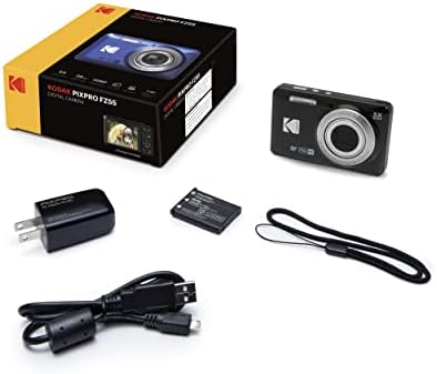 Kodak PIXPRO FZ55 Digitális Fényképezőgép (Fekete) + 32 gb-os Memória Kártya + Pont Lőni Fényképezőgép tok + Kihúzható Monopod + Lencse