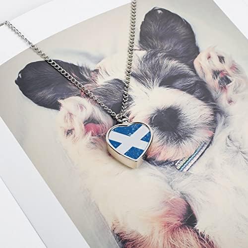 Skócia Retro Szív Zászló Pet Emlékmű Urna Medál Ajándék Nyaklánccal Hamvasztás Ékszerek Kutya Macska Hamvait