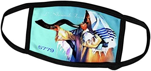 3dRose Zsidó Témák - Kép shofar kürtöt Fújt, Hogy az Új Évben 5779 - Arcát Takaró (fc_281553_2)
