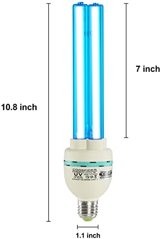 COOSPIDER UV Lámpa, 36 Wattos UV Fertőtlenítő, Pince/Raktár/Autó, UVC Fertőtlenítő Lámpa Sterilizálás, Szag, Penész Eltávolítása,