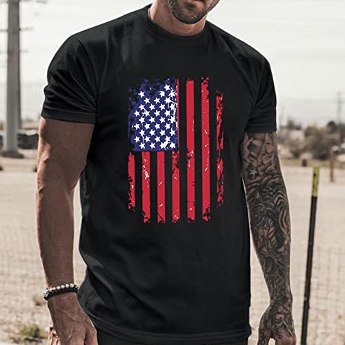 UBST Hazafias T-shirt Mens, Vintage bajba jutott Amerikai Zászlós póló Nyári július 4. Katona Sleeve Tee Maximum