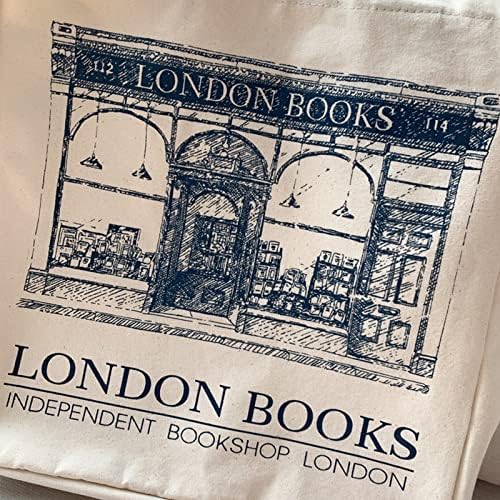Évjárat Londoni Könyvesbolt Vászon Táska Nők Egy Váll Táska Nagy Kapacitású Bevásárló Táska