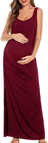 Fodros Maxi Ruha Női Osztott Hosszú Kismama Ruha Sleeveness Ruched Terhesség Ruhát, Aranyos kis nyári ruhákban a