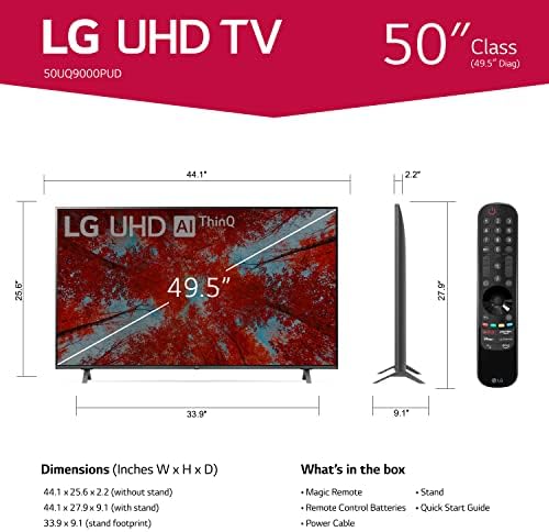 LG 50-Es Osztály UQ9000 Sorozat Alexa Beépített 4K Smart TV (3840 x 2160), 60 hz Képfrissítési Sebesség, AI-Meghajtású,