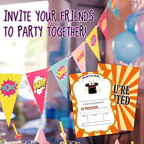 LWBEO Születésnapi meghívók, bűvész Show Fél Felkéri, a Gyerekek Boldog Születésnapi Party Dekorációk, Kellékek, 20 Fill-in Kártya