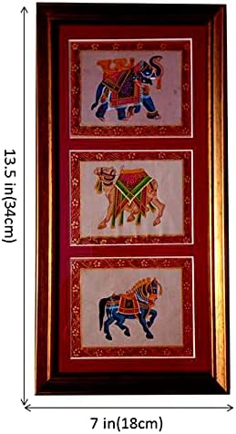 Purpledip Selyem Kendővel Festmény Királyi Kijelző: Indiai Rajasthani Bonyolult Grafika, Keretezett Falra; Gyűjthető Miniatűr Művészet
