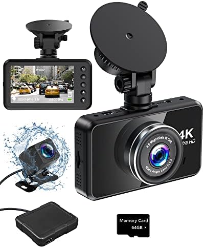A 4K Kamera, HUBANFLY UHD 3 - os IPS 170° Széles Szög Kettős Kocsi fedélzeti Kamera Elől-Hátul, Beépített GPS Előre 4K &